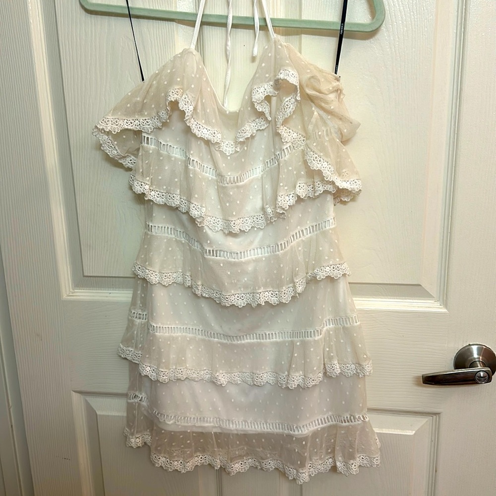 White lace mini dress